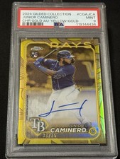 2024 Topps Gilded Gold Auto Junior Caminero CGA-JCA Yellow /75 Auto PSA 9