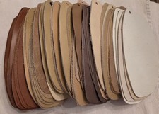 85 Pieces 4 x 8 Top Grain Leather Scrap Pieces 2-5 oz Pre Cut WHITE/BROWN lot