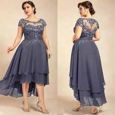 Plus Size Chiffon Mother Of The Bride Dresses Scoop Neck High-Low Party Gowns