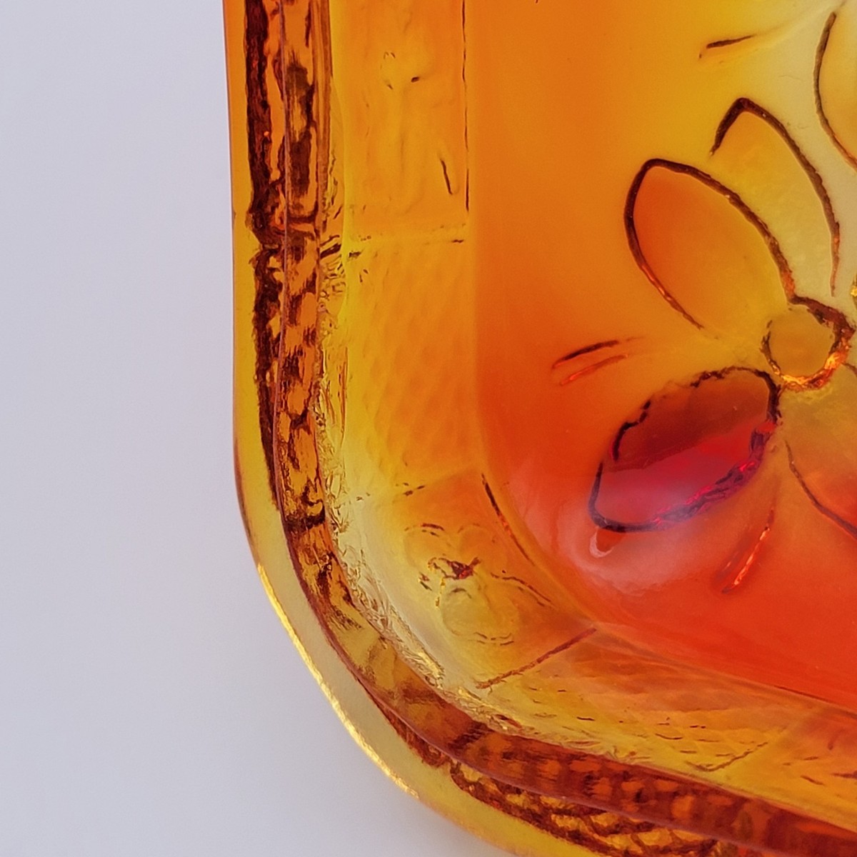 READ* Sunset Amberina Splayed Greenwich Flintcraft Indiana Glass