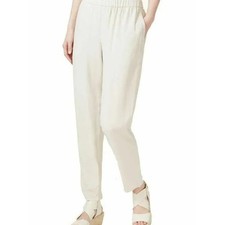Eileen Fisher NWT Washable Stretch Crepe Silk-Linen Pants Bone Petite Medium