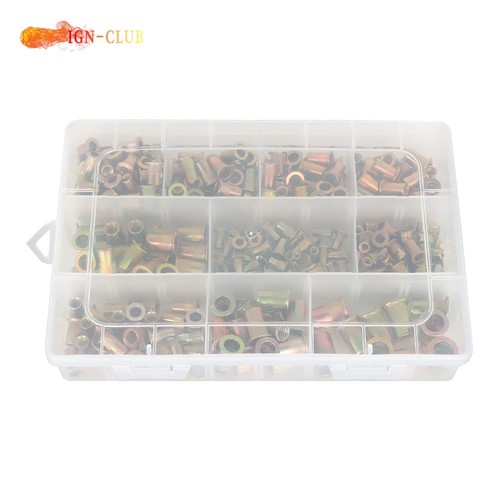 300Pcs Zinc Steel Rivet Nut Kit Rivnut Nutsert Assort 150pcs Metric+150pcs SAE - Picture 8 of 8