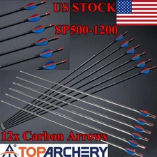 12PCS Archery Pure Carbon Arrows Turkey Feathers SP500-1200 Recurve Compound Bow