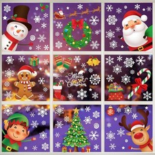 144 PCS Christmas Window Clings, Snowflake Clings for Colorful