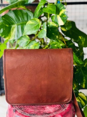 Bold Leather Full Flap Messenger Laptop Canvas Satchel Padded Shoulder Computer