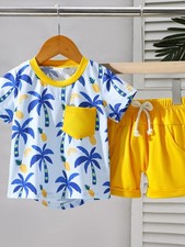 Tropical Print Tee & Shorts Set