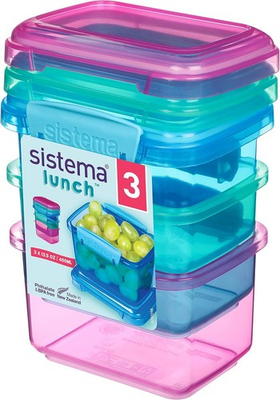 #ad Sistema Lunch Box Set 3 Colorful 12.8Oz Food Storage Containers Bpa Free $17.55
