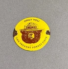 VINTAGE SMOKEY BEAR FOREST PORCELAIN SIGN CAR GAS TRUCK OIL MOTORCYCLE
