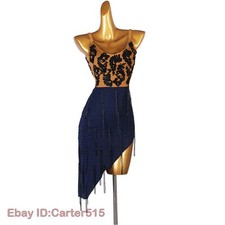 Latin Dance Dress Salsa Tango Cha Cha Ballroom Rhinestone Competition Dress F665