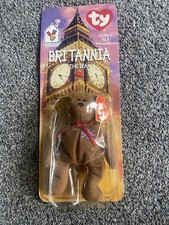 1997 RARE Ty Brittania the Bear - McDonalds Teenie Baby Retired WITH BOTH ERRORS