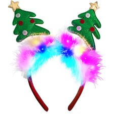 LED Flashing Light Up Glittering Christmas Headband - Xmas Tree Party Decor Head