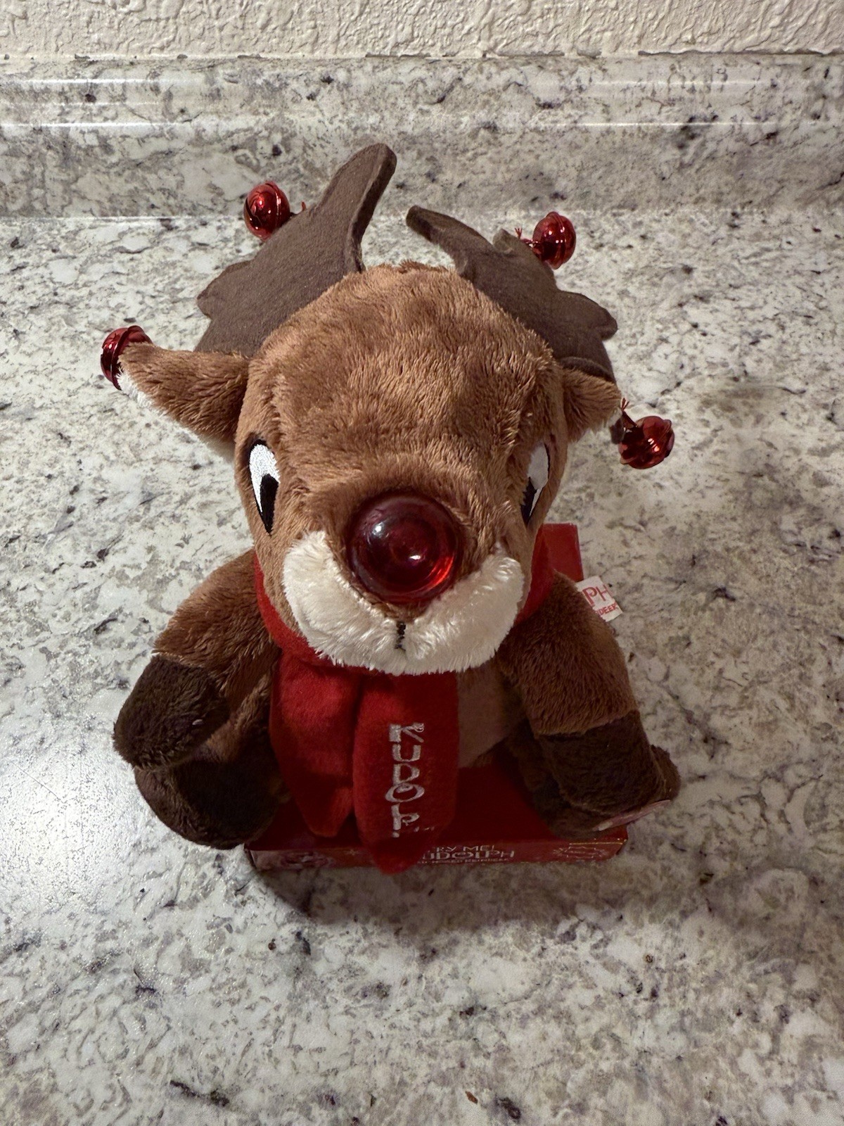 DanDee Singing Rudolph Red Nose Reindeer Plush Light Up Jingle Bells New