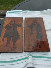 Unusual  Players Cigarettes  Advertising Dickens Figures Wood Wall Plaques x 2