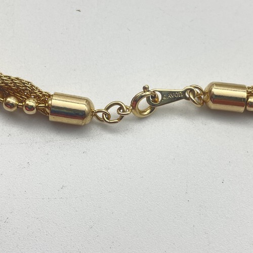 Vintage Avon Necklace Gold Tone Braided Chain Mesh Bead Accent - Picture 5 of 6