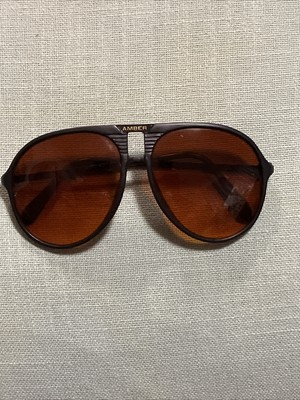 Vintage 1980s AMBER VISION NIGHT DRIVE Sunglasses Taiwan Yellow