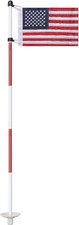 Golf Flagstick 6ft, Double-Side American Flag for Putting Green, Portable 5-Sect