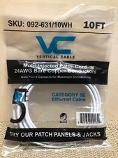 10' foot Cat5e White Ethernet Patch Cable Cat 5e Gold 24 AWG 4 Pair UTP 350MHZ