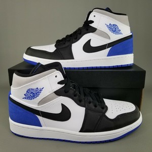 Nike Air Jordan 1 Mid Royal Black Toe Shoes Mens Size 8 Athletic Blue White | eBay