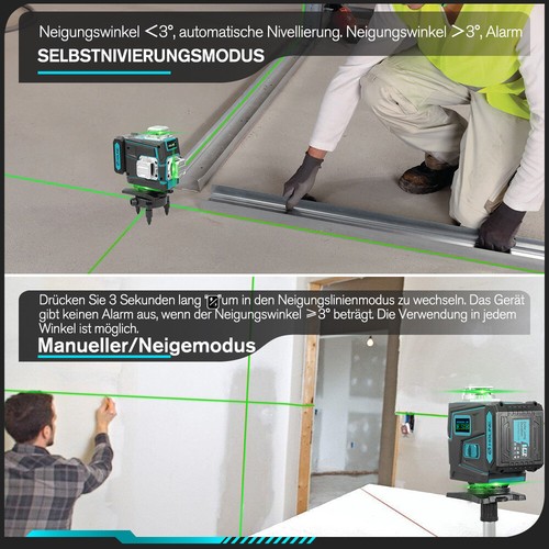 16 Line Laser Level Wasserwaage 4D 360° Kreuzlinienlaser Fliesenboden Laser Kit - Bild 11 von 22