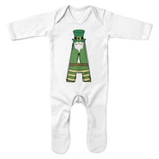 Personalised Boys St Paddys Day Romper Suit Leprechaun Initial Patricks Baby ...