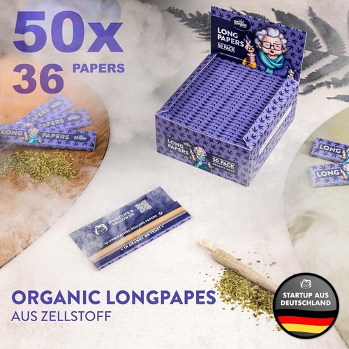 50x Granny's® Slim Long Papers aus Zellstoff | 108 x 45 mm | 36 Blatt | Lila - Bild 3 von 6
