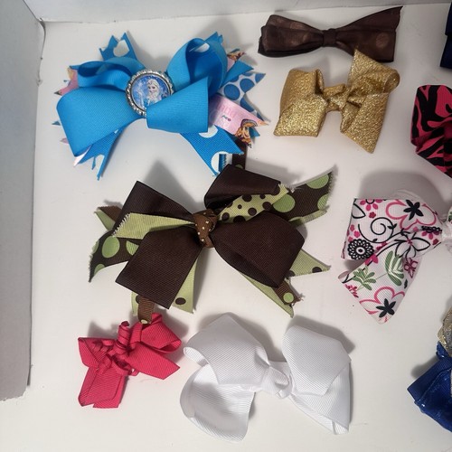 Girls Handmade 13 Hair Bows Lot - Picture 2 of 3