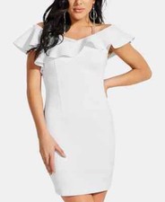 Guess Farrah Ruffled Bodycon Dress in White M