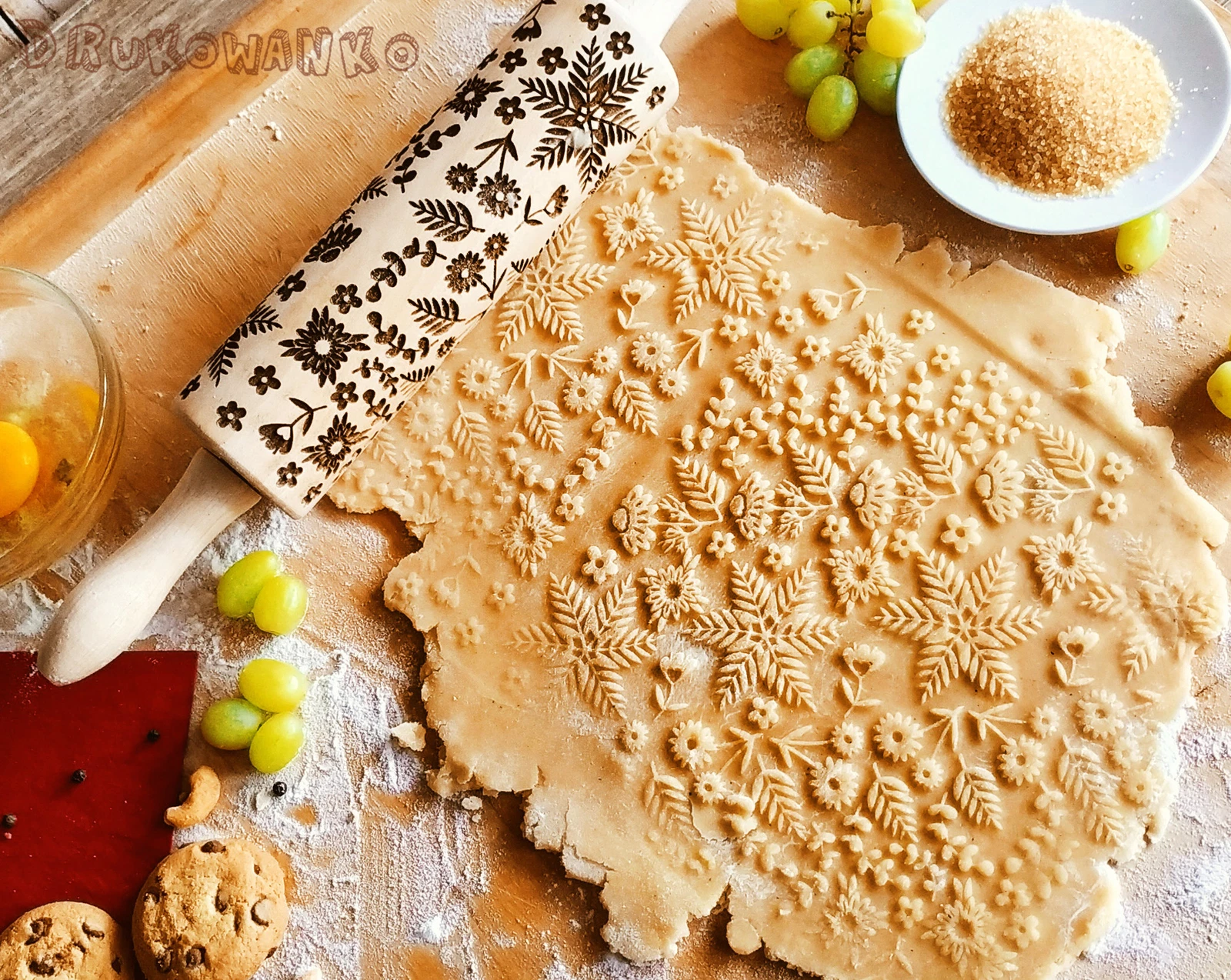 Flower Flowers Nature Rolling Pin Embossed, Cookies, Cookie, Roller, Laser