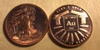 WALKING LIBERTY + GUNS & GOLD 1 oz Copper Rounds .999 Pure (2 Copper Rounds)