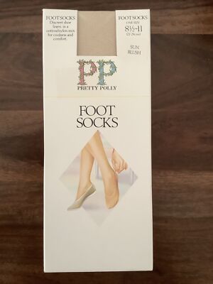 Old Stock Rare Vintage Pretty Polly Foot Socks Shoe Liners Sun Blush Tan