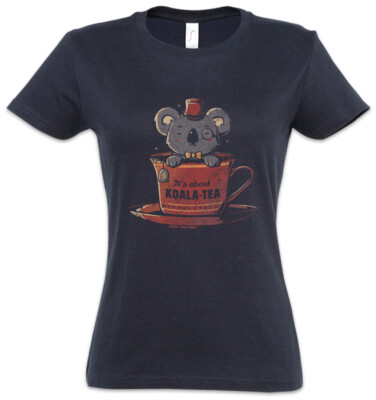 Koala Tea Damen T-Shirt Love Addicted Addiction Bear Teacup Cup Fun Wildlife