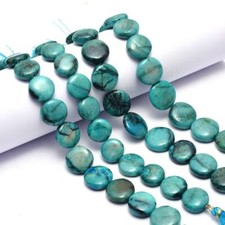Chrysocolla Smooth Round Coin Beads- 11-18MM Beads Size- 8" Full Strand Approx.
