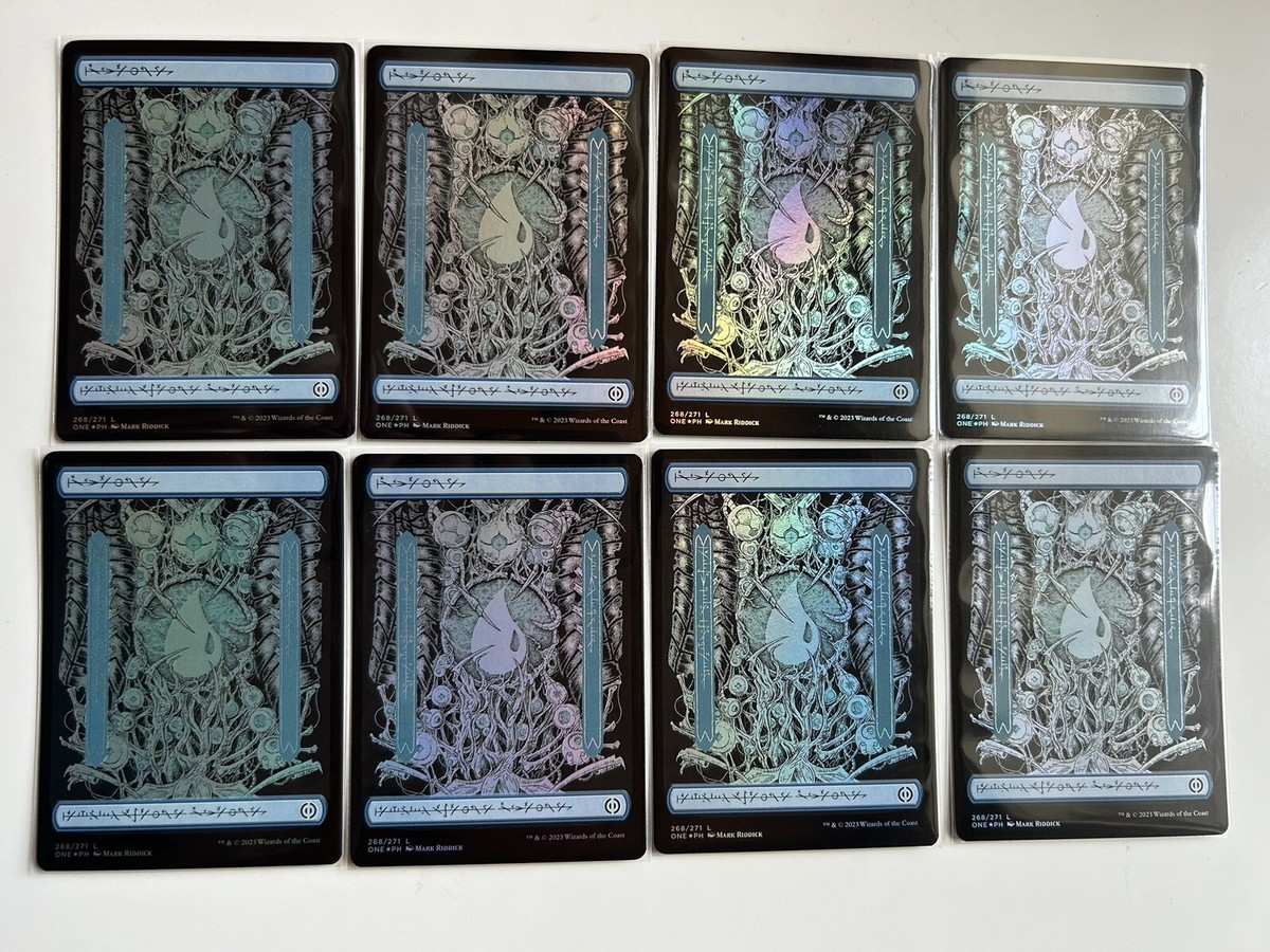 MTG Basic Lands FOIL x40 Full Art Set of 8 each Phyrexian All Will