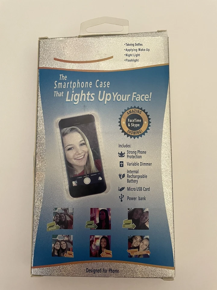 Estuche rígido de protección Stoli Elite negro iluminado para teléfono inteligente selfie iPhone 7 Foto 2 de 4