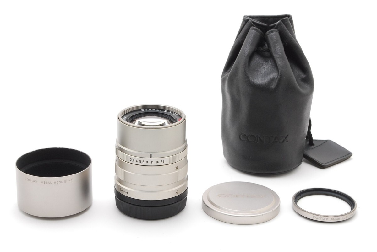 MINT w/Hood Case] CONTAX Carl Zeiss Sonnar T* 90mm f2.8 For