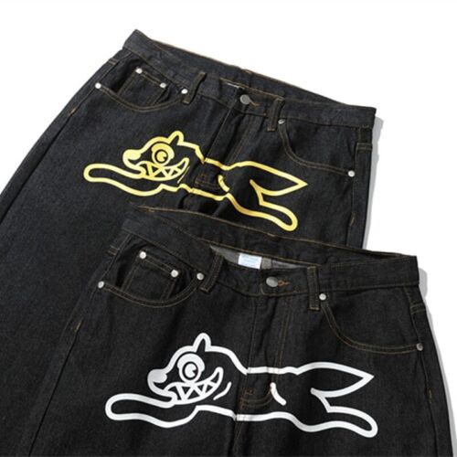 Neu Kleidung Hundedruck Streetwear Herren Hip Hop Baggy Jeans Hose Y2K Kleidung gerade - Bild 1 von 14