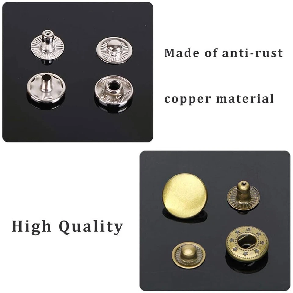 Leather Snap Button Kit Metal Snap Fasteners Press Studs with Installation Tools - Image 4 of 4