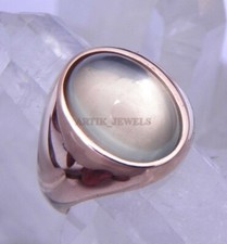 Nat&uuml;rlich Mondstein Edelstein Mit 14K Rose Vergoldet Silberring f&uuml;r Herren #1052