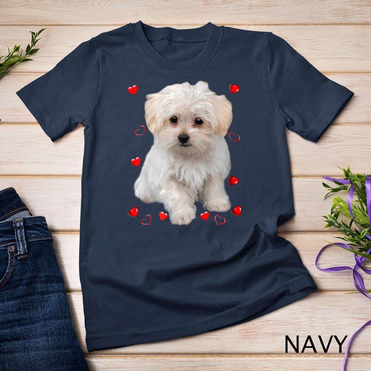 ★WAIKEI★ Dog is love Maltese toy short sleeve t-shirt navy Maltese Dog Lover T-Shirts Dogs Puppies Owners Gift Unisex T