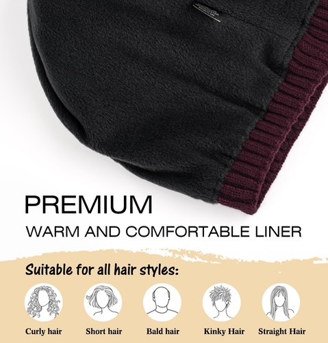 Winter Beanie Hats for Men Women Fleece Lined Beanie Warm Stocking Cap Soft W... - Picture 2 of 6