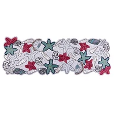 Sea Star Table Runner Marine Life Beaded Table Runner Handmade India 12x35"