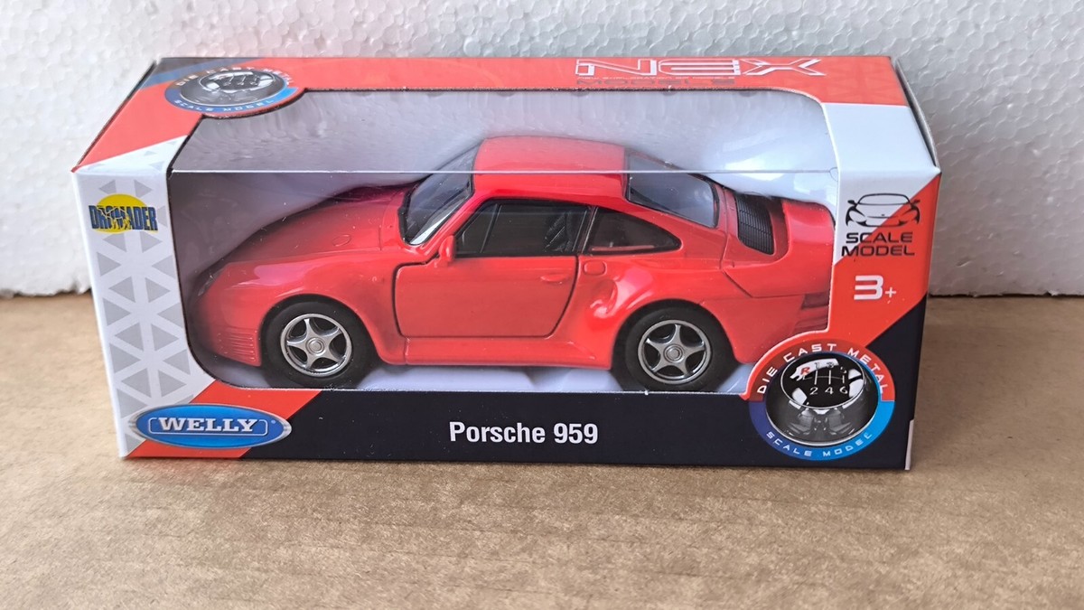 WELLY NEX DROMADER PORSCHE 959 RED 1/34 1:34 MODEL DIECAST METAL
