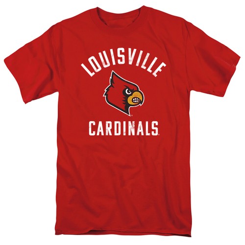 University of Louisville Adult T-Shirt Cardinals Logo, Red, S-5XL