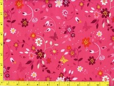 Dark Red Pink Yellow Flowers Butterflies By The Yard CFLRED00310