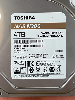 Hard Drive Toshiba NAS N300 HDEXR01ZNA51 4TB 7.2K 128MB 3.5'' - EU