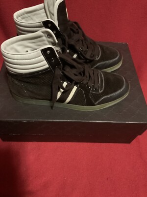 Gucci Mens Cocoa Brown Suede Print Athletic Designer Hightop