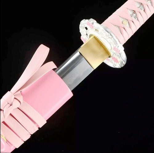 Rosa Katana japanische Katana Schwert Ton gehärtet T10 Stahl echter Hamon scharfe Klinge - Bild 6 von 9