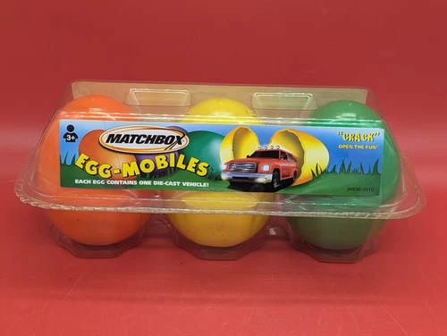Vintage Matchbox Easter Egg-Mobiles 3 Mystery Cars in Plastic Eggs NOS