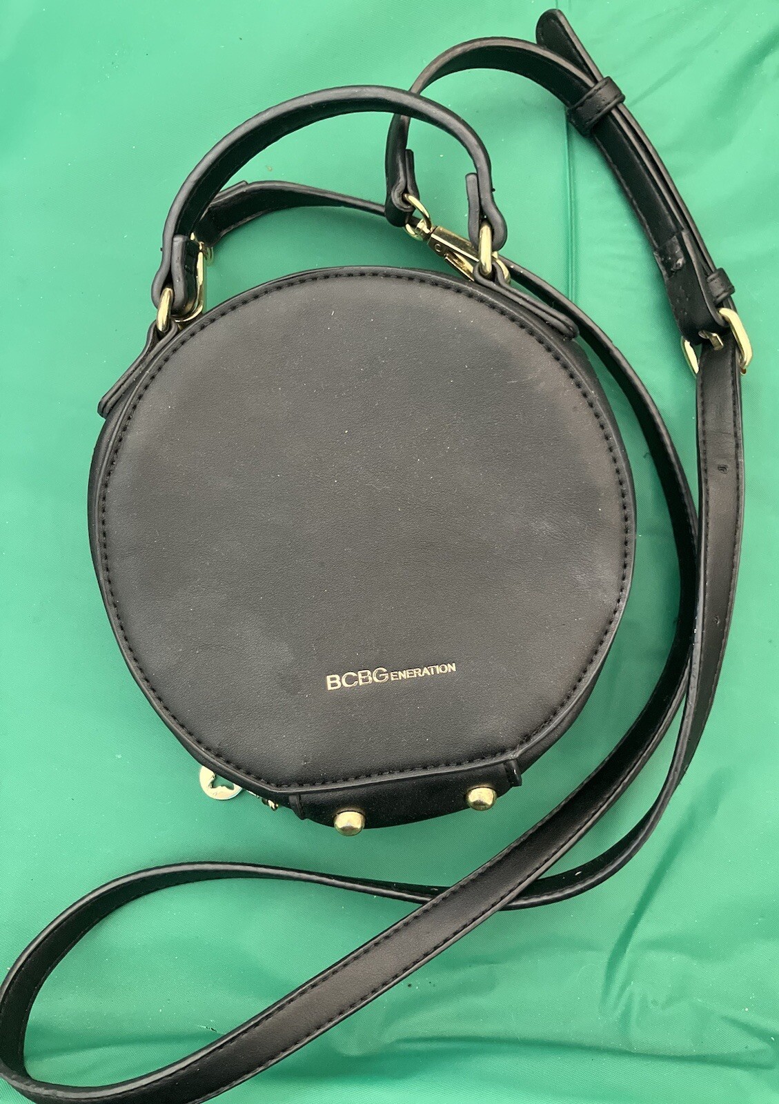 BCBGeneration Circular Black Leather Handbag Purs… - image 1