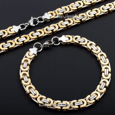 Collana e Bracciale, catena UOMO Argento Nero Oro in Acciaio inox S.Steel 316L 